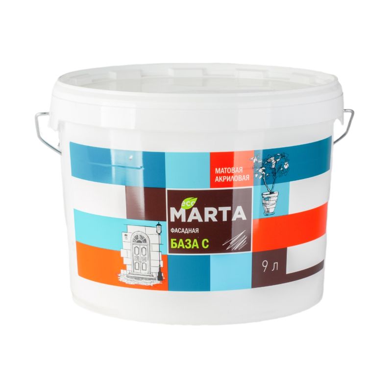 Краска фасадная MARTA Eco бесцветная база С 9 л