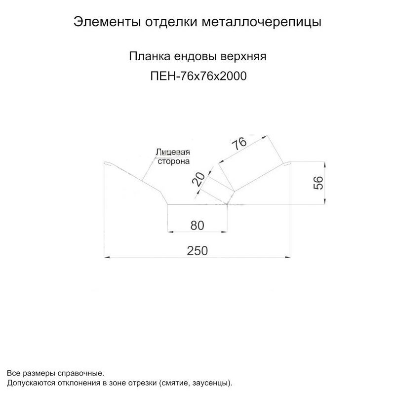 Планка ендовы верхняя 76х76х2000 мм серый графит