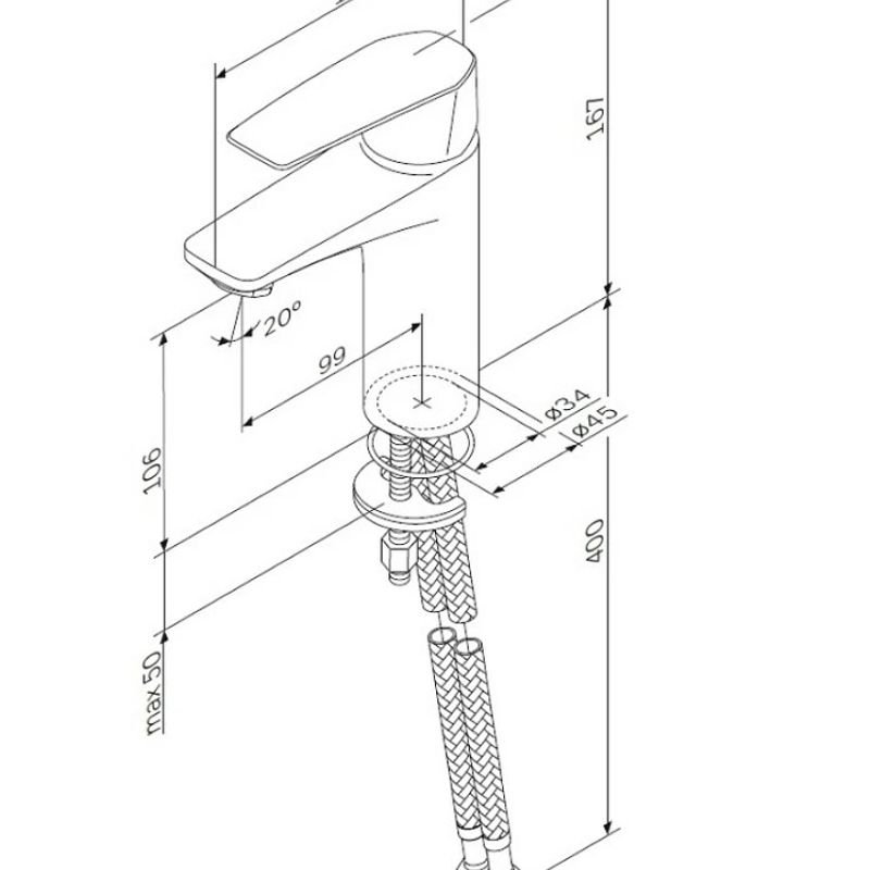 Смеситель для умывальника AM.PM Gem F90A02122, излив 99 мм, черный