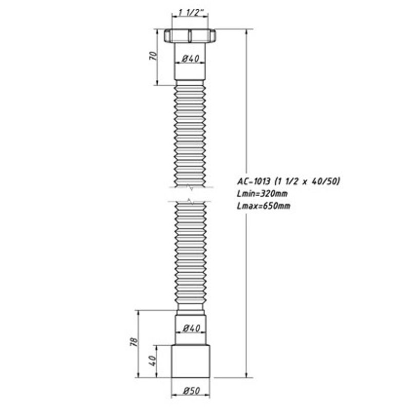 Труба гибкая 1.1/2" х40/50 L650мм АС-1013 Орио