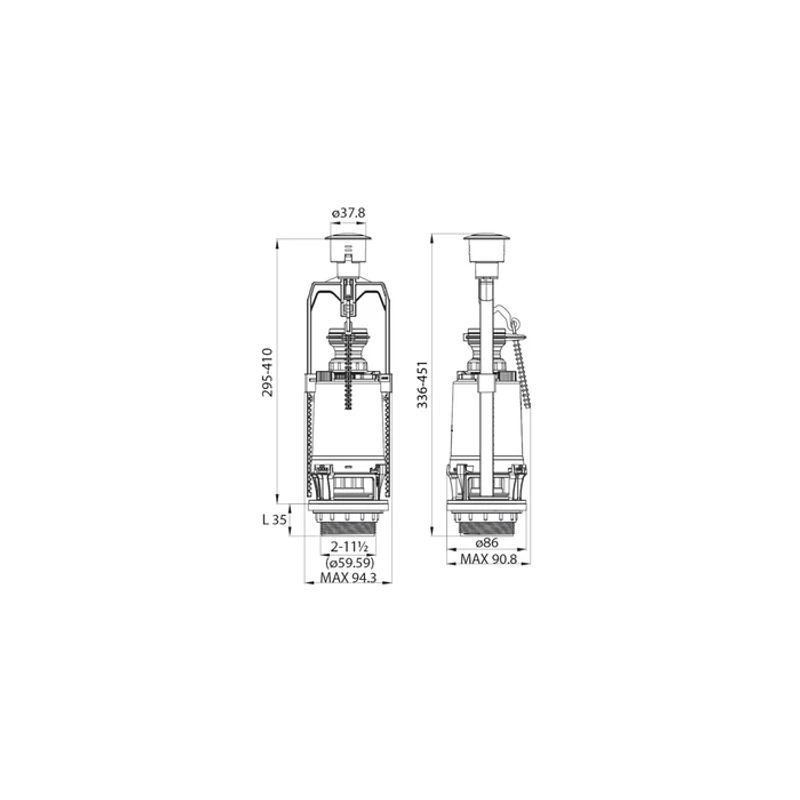 Сливная арматура для бачка Iddis F012400-0001К тип A двухкнопочная комплект