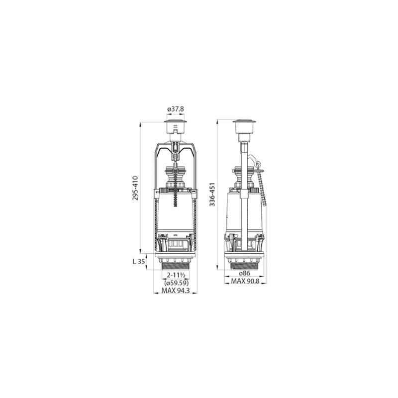 Сливная арматура для бачка Iddis F012400-0005 тип A однокнопочная комплект