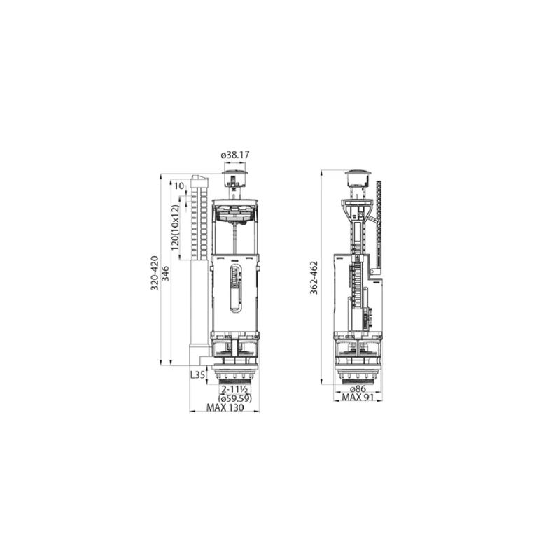 Сливная арматура для бачка Iddis F012400-02K тип B двухкнопочная, комплект
