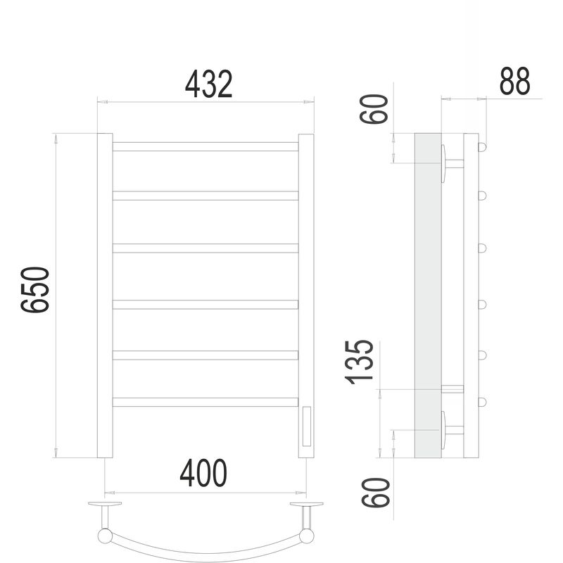 Полотенцесушитель электрический Классик П6 400х650