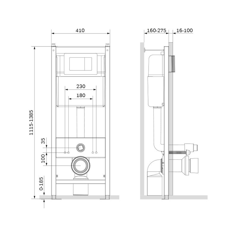 Инсталляция для подвесного унитаза Damixa с клавишей хром глянцевый
