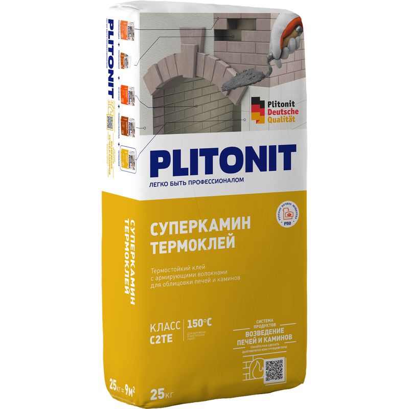 Клей для плитки Plitonit СуперКамин ТермоКлей, 25 кг