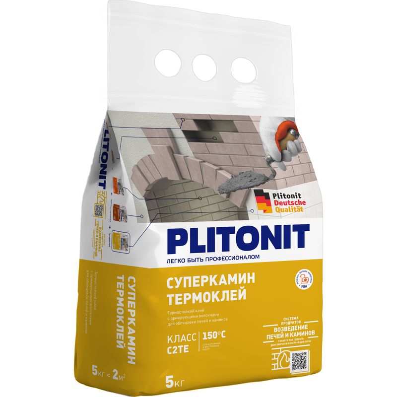 Клей для плитки Plitonit СуперКамин ТермоКлей, 5 кг