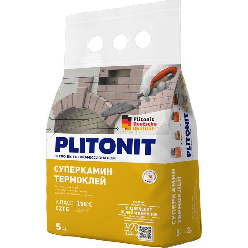 Клей для плитки Plitonit СуперКамин ТермоКлей, 5 кг