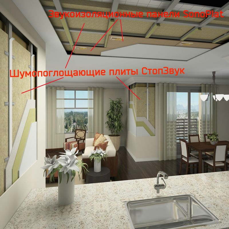 Шумопоглощающая плита ТехноСонус СтопЗвук БП Стандарт 1200х600х50 мм